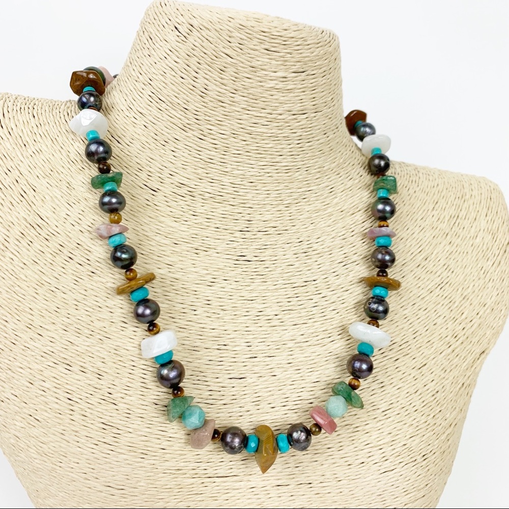 Multi Natural Stone Beaded Necklace